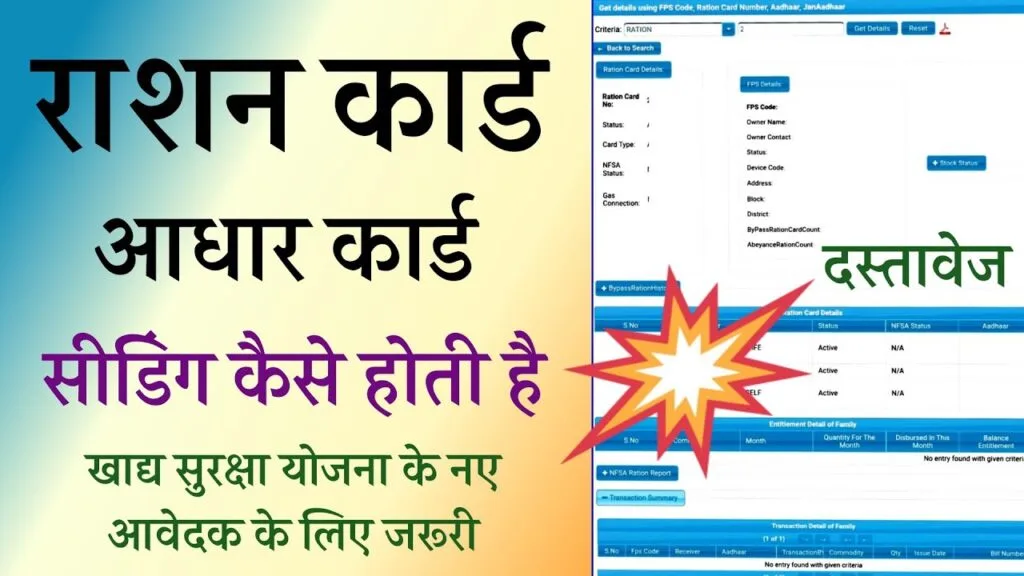 राशन कार्ड आधार लिंक 2025: खाद्य सुरक्षा योजना में राशन कार्ड धारक आधार सीडिंग कैसे करें?